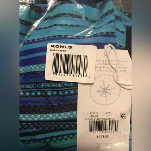 Women's Sail Away Swimsuit Blue Black Stripe One-Piece Swimming Suit Size Small - Picture 3 of 3